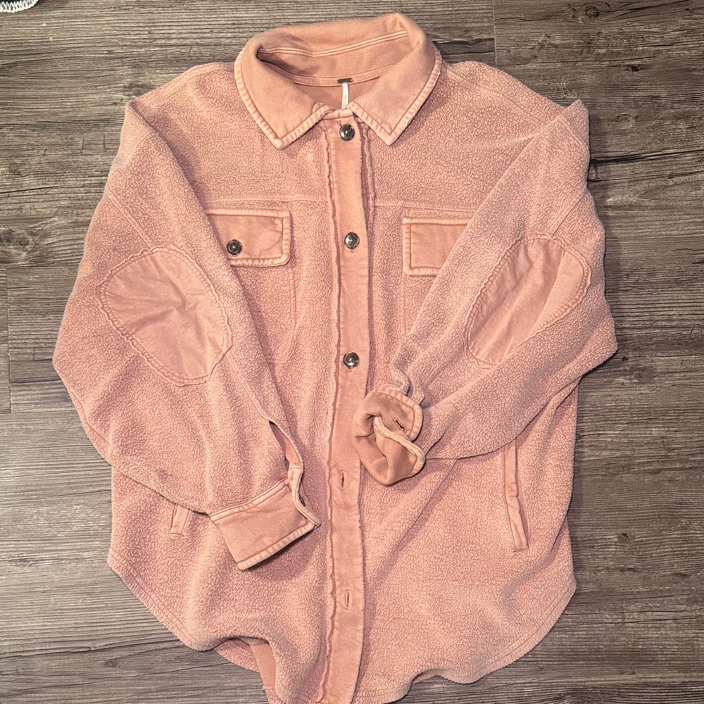 FreePeople Ruby Reverse Fleece Shacket - Bright Cider